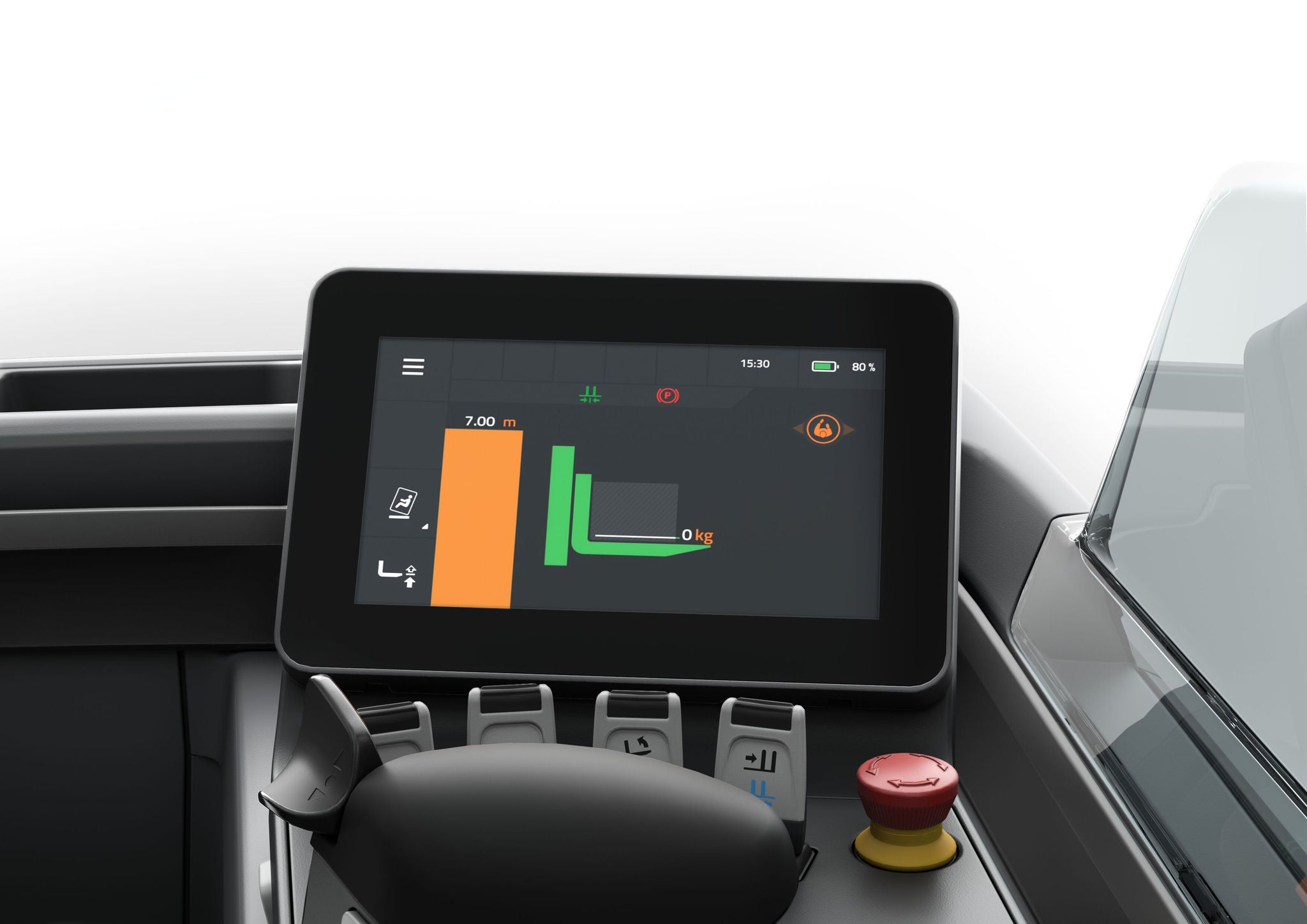 Public JPG Moving Mast Reach Truck Close-Up Touchscreen Display