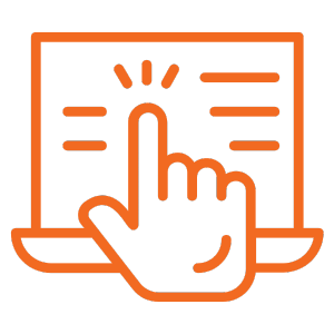 computer screen and hand clicking on screen